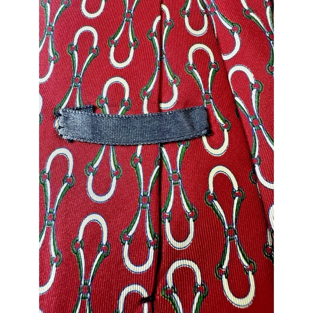 Vintage Gucci Mens Silk Horsebit Tie Classic Equestrian Italy Luxury Old Money